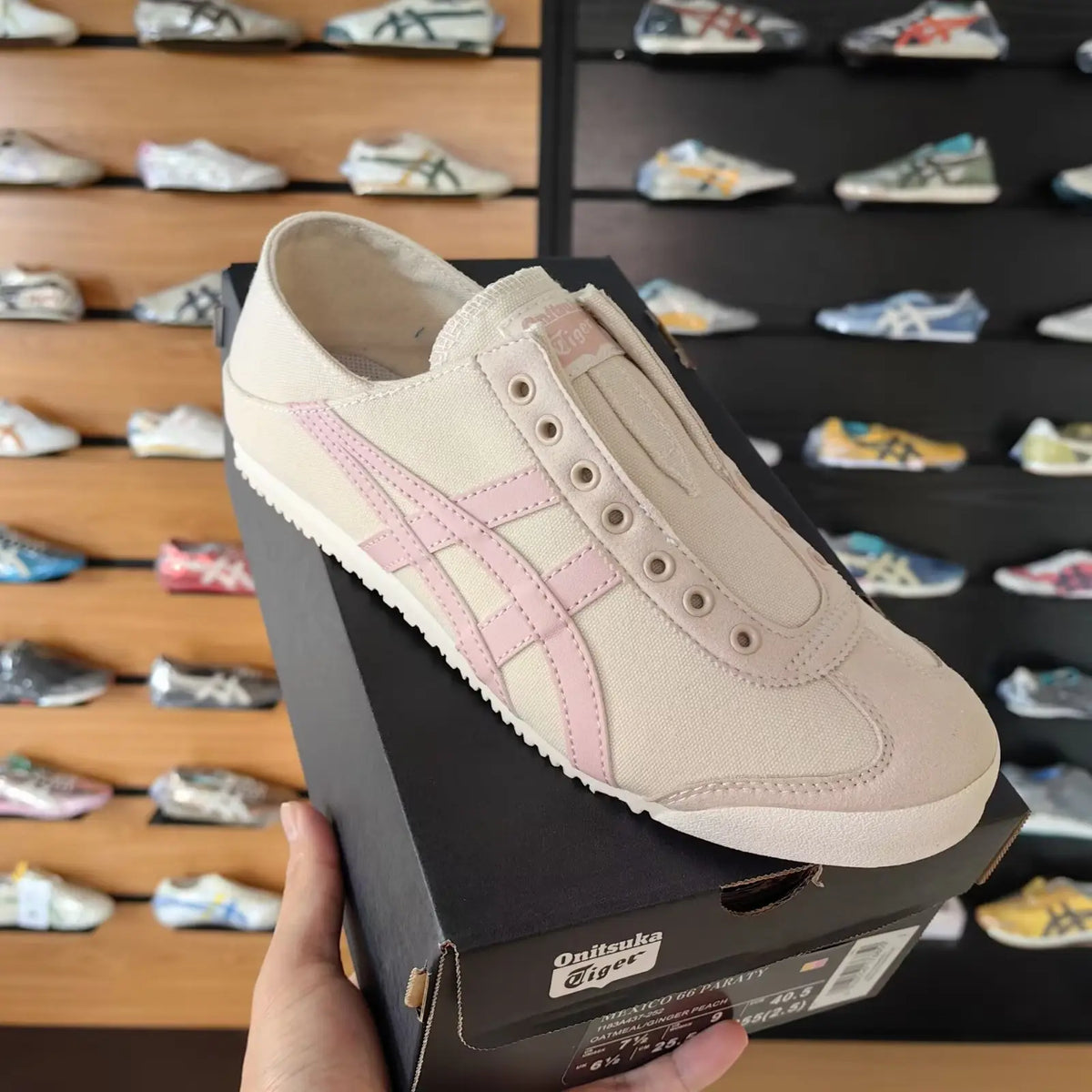 Onitsuka Tiger Mexico 66 Slip On Oatmeal and Ginger Peach Sneaker Girls D-2149