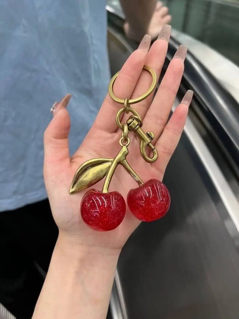 CHERRY CHARM KEYCHAIN