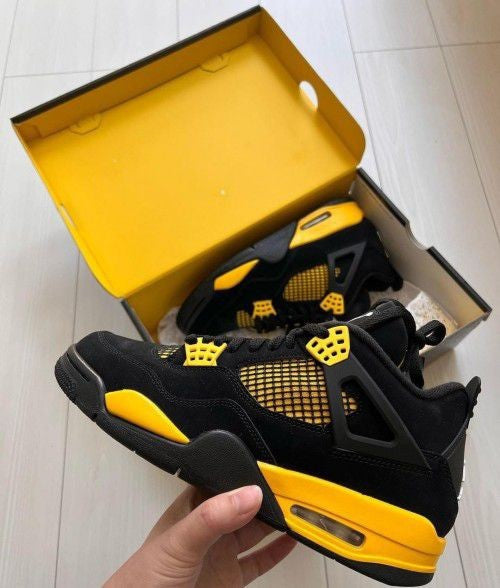 Air Jordan Retro 4 Thunder Yellow Premium Sneaker with Og Box