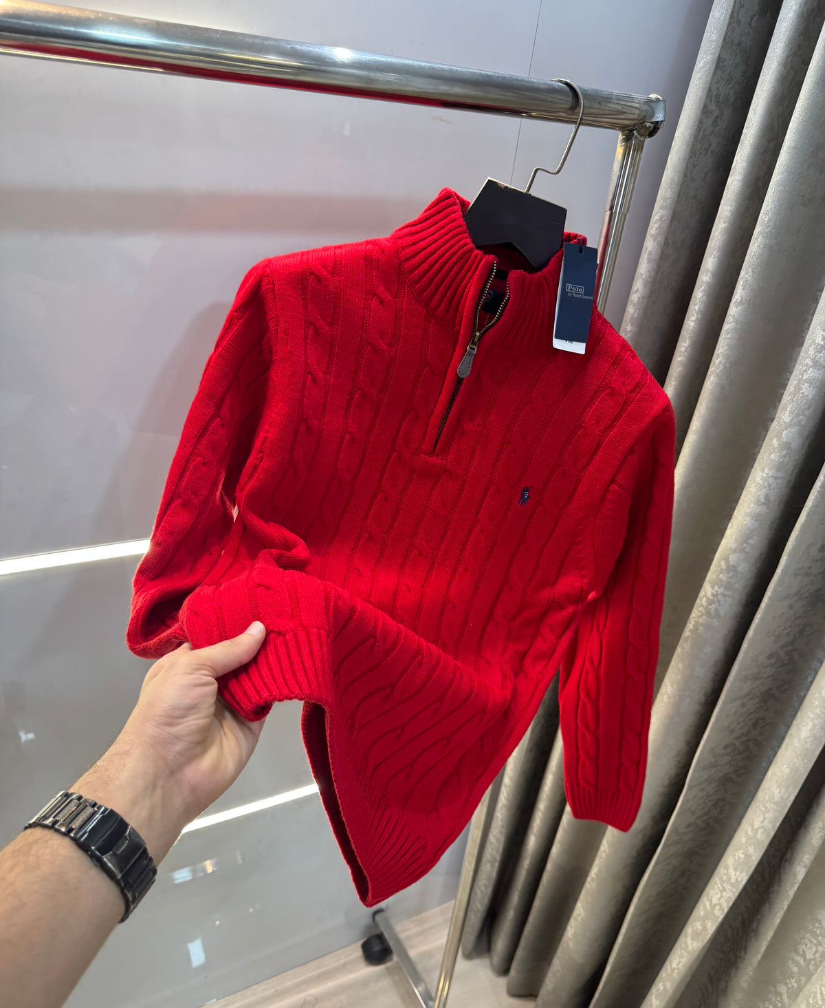Ralph Lauren Red Embroidery Logo Imported Knitted Pull Over
