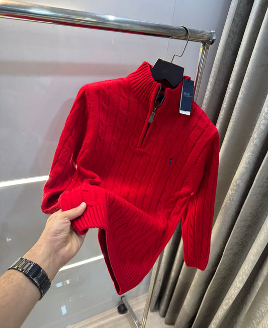 Ralph Lauren Red Embroidery Logo Imported Knitted Pull Over