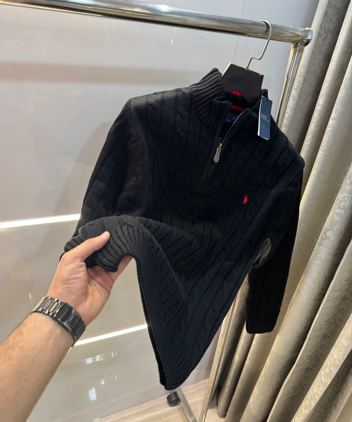 Ralph Lauren Black R Embroidery Logo Imported Knitted Pull Over