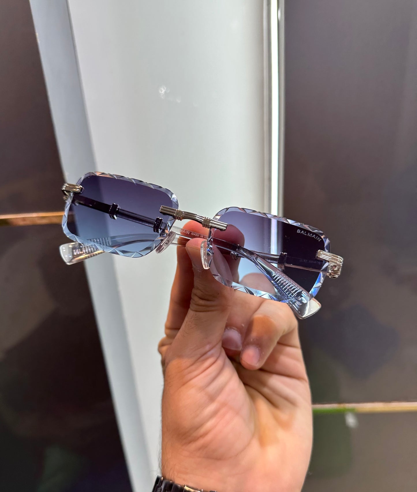 Balmain Paris Blue Transparent Karan Aujla Limited Edition Luxury Shade With Original Packing