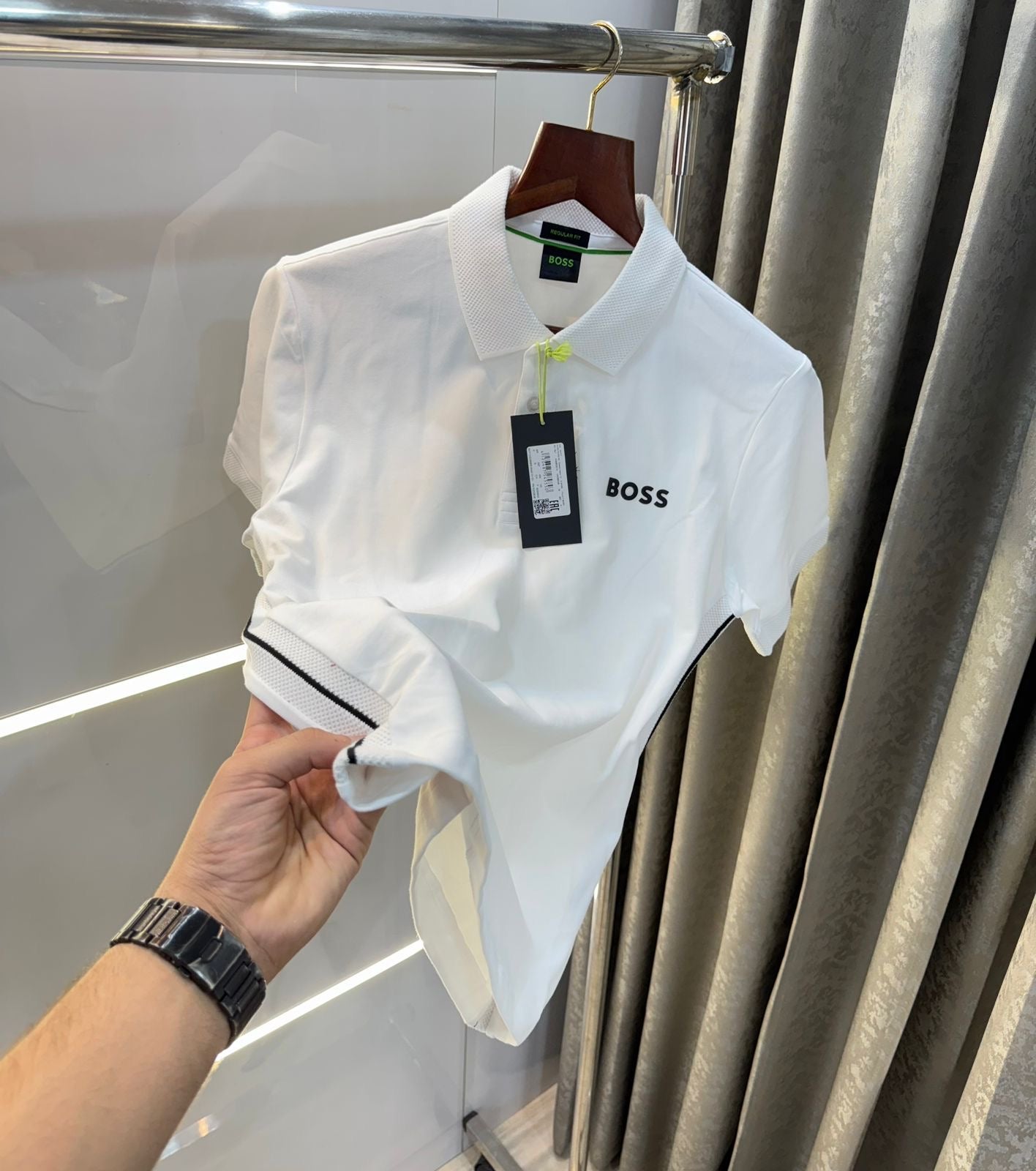 Hugo Boss White Logo Work Premium Smart Fit Polo T-Shirt