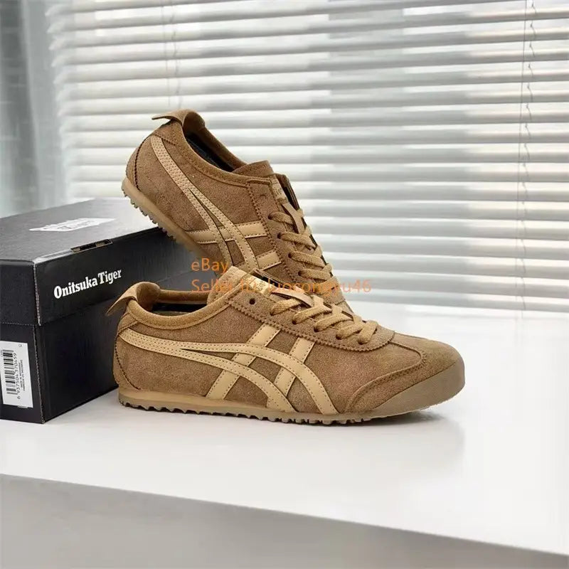 Onitsuka Tiger Mexico 66 Brown Camel Suede  7A Premium Sneakers D-2137