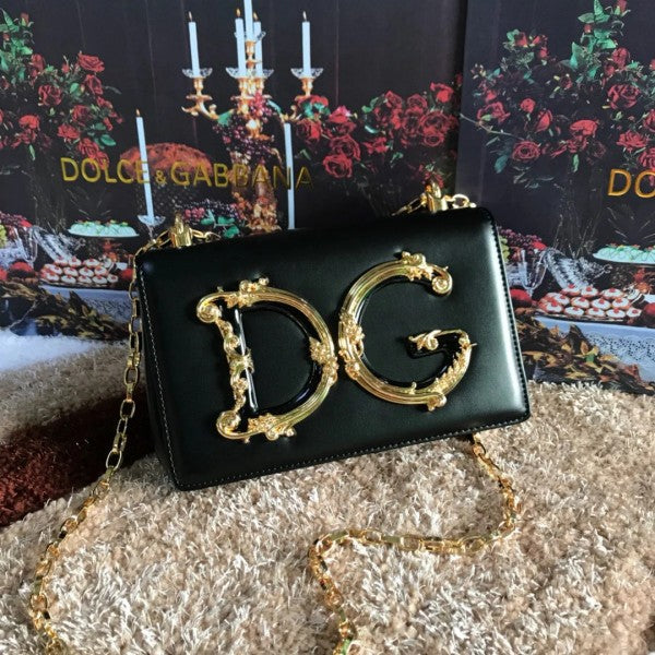 Dolce & Gabbana Black Nappa Leather Premium Shoulder Bag With OG Box And Dust Bag