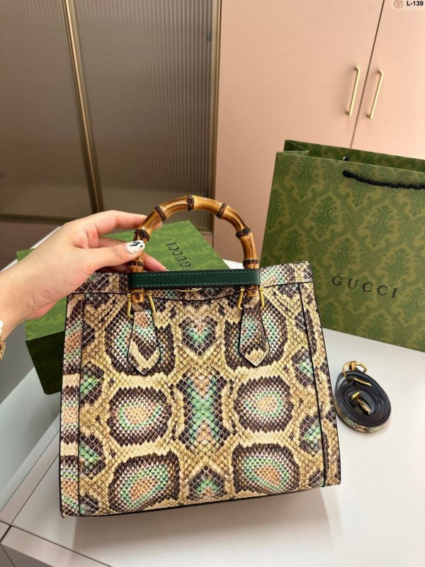 Gucci Python GG Diana Python Premium Tote Bag With OG Magnetic Box And Dust Bag