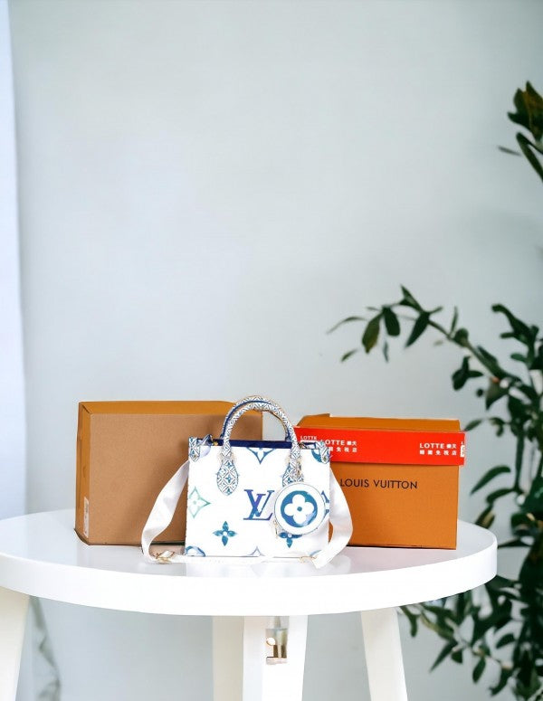 Louis Vuitton White On The Go Pochette With OG Double Box And Dust Bag-Coin Pouch
