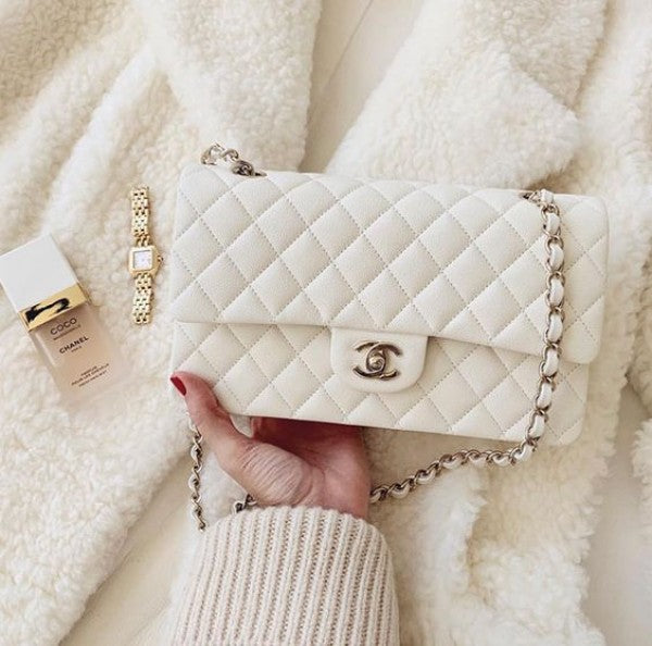 Chanel White Classic Jumbo Flap Premium Shoulder Bag With OG Box And Dust Bag