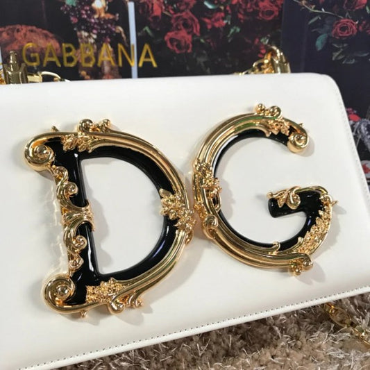 Dolce & Gabbana White Nappa Leather Premium Shoulder Bag With OG Box And Dust Bag
