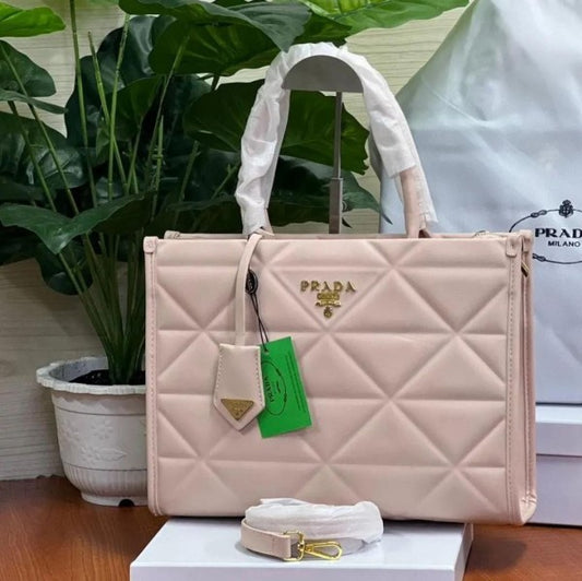 Prada Pink Leather Symbol Luxury Tote Bag With Dust Bag