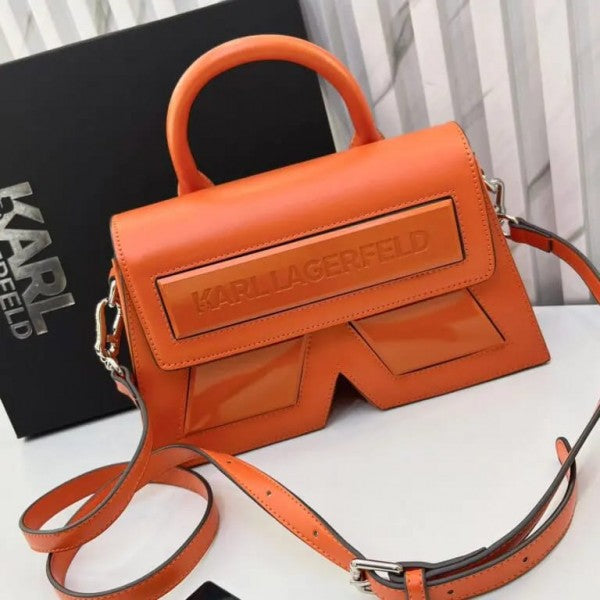 Karl Lagerfeld Orange K IKON Crossbody Shoulder Bag With Og Box & Dust Bag