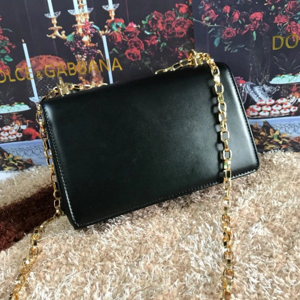Dolce & Gabbana Black Nappa Leather Premium Shoulder Bag With OG Box And Dust Bag