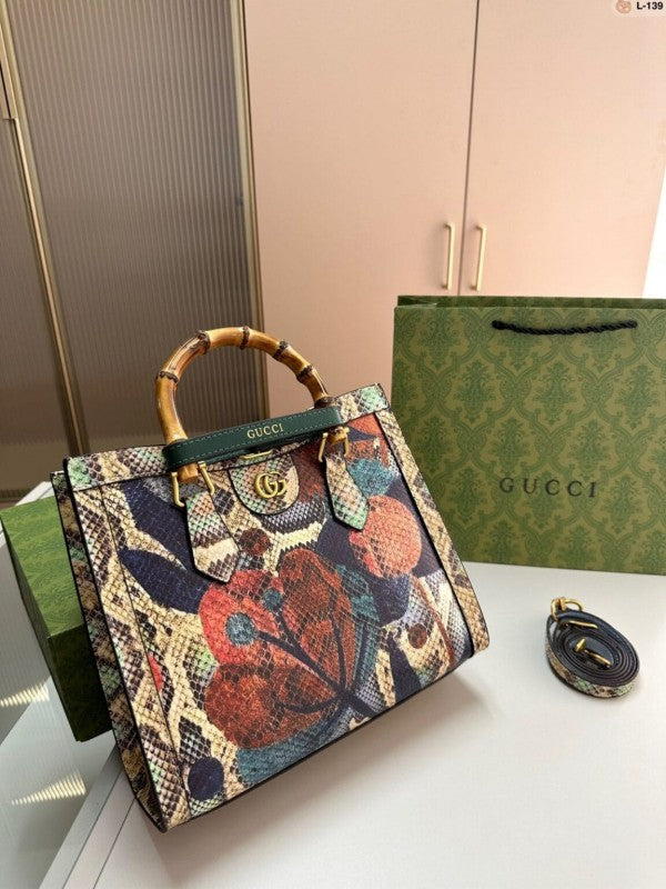 Gucci Python GG Diana Python Premium Tote Bag With OG Magnetic Box And Dust Bag
