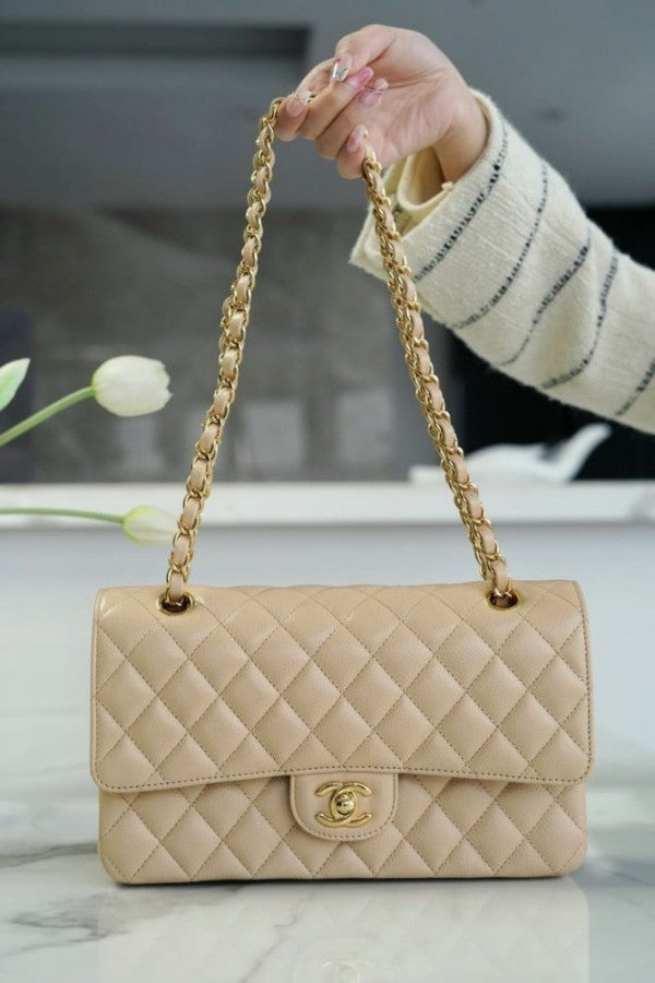 Chanel Apricot Classic Jumbo Flap Premium Shoulder Bag With OG Box And Dust Bag