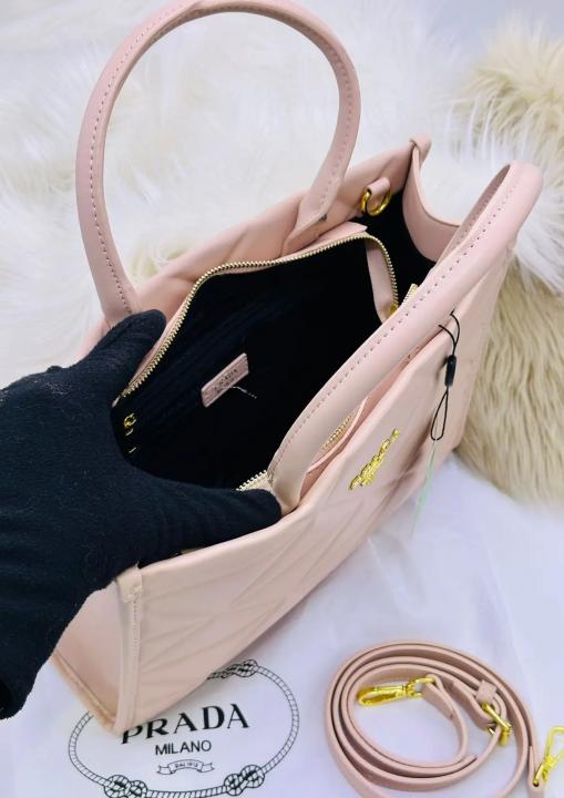 Prada Pink Leather Symbol Luxury Tote Bag With Dust Bag