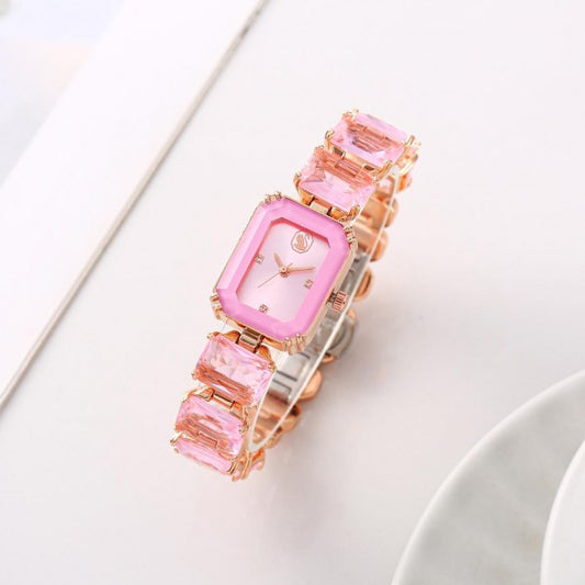 Swarovski Octagon Pink Copper Premium Watch With Brand Box