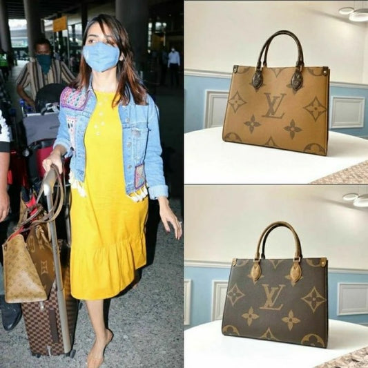 Louis Vuitton Brown On The Go Monogram And Monogram Reverse Premium Leather Tote Bag With Dust Bag