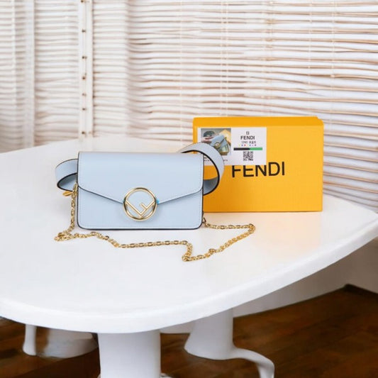 Fendi Blue Vittelo Cruise 2Way Street Style Sling Waist Luxury Bag With Og Box And Dust Bag