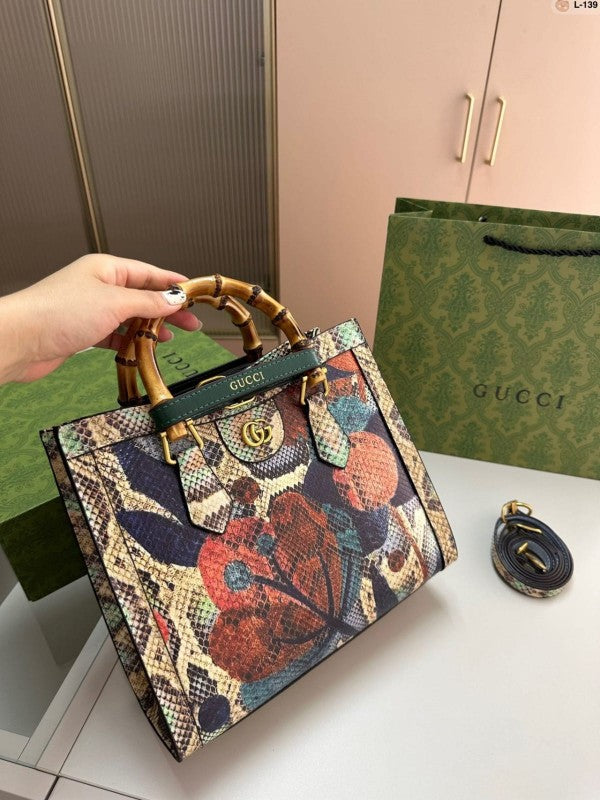 Gucci Python GG Diana Python Premium Tote Bag With OG Magnetic Box And Dust Bag