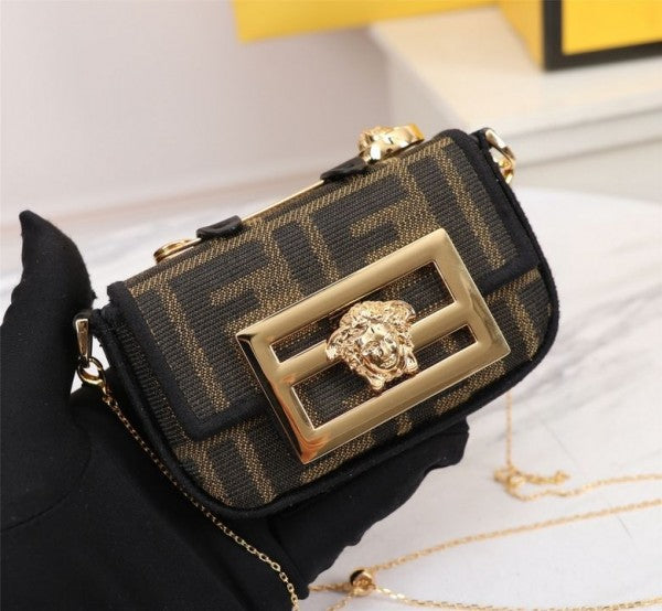 Fendi Fendace Brown Nano Baguette Limited Addition Luxury Bag With Og Box And Dust Bag