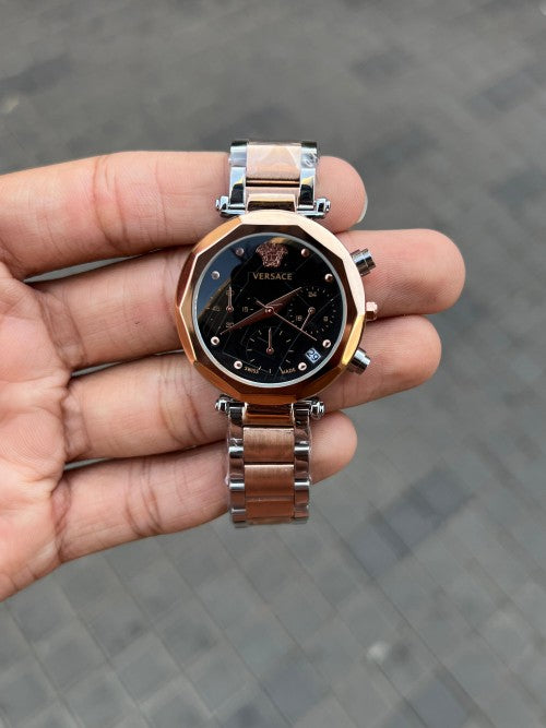 Versace Gold Dual Black Dial Premium Watch With Brand Box