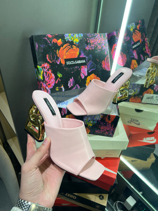 Dolce&Gabbana Baby Pink With Gold Logo Luxury With Og Dust Bag And Box Luxury Heels
