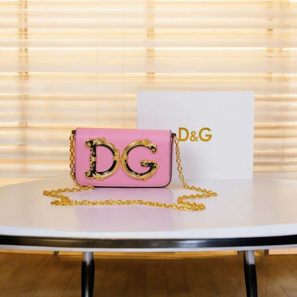 Dolce & Gabbana Pink Nappa Leather Premium Shoulder Bag With OG Box And Dust Bag