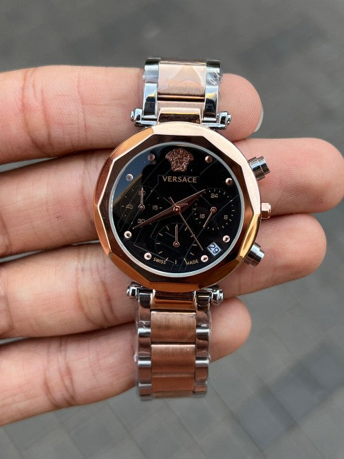 Versace Gold Dual Black Dial Premium Watch With Brand Box