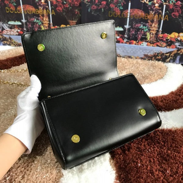 Dolce & Gabbana Black Nappa Leather Premium Shoulder Bag With OG Box And Dust Bag