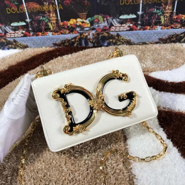 Dolce & Gabbana White Nappa Leather Premium Shoulder Bag With OG Box And Dust Bag