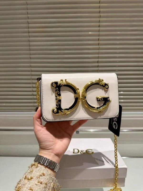 Dolce & Gabbana White Nappa Leather Premium Shoulder Bag With OG Box And Dust Bag