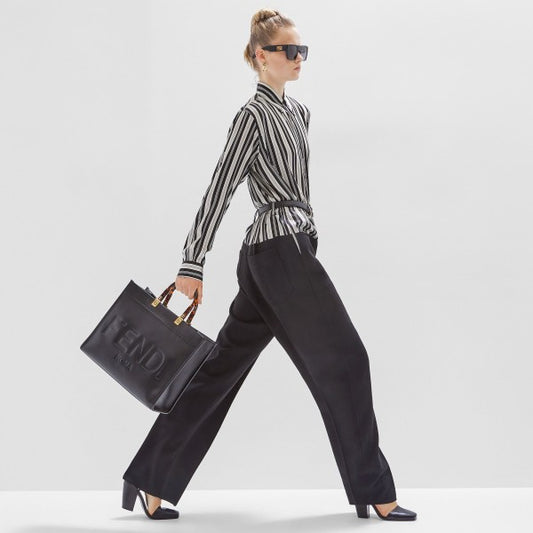 Fendi Roma Black SunShine Small Tote Bag With Og Dust Bag And Starp Luxury Bag