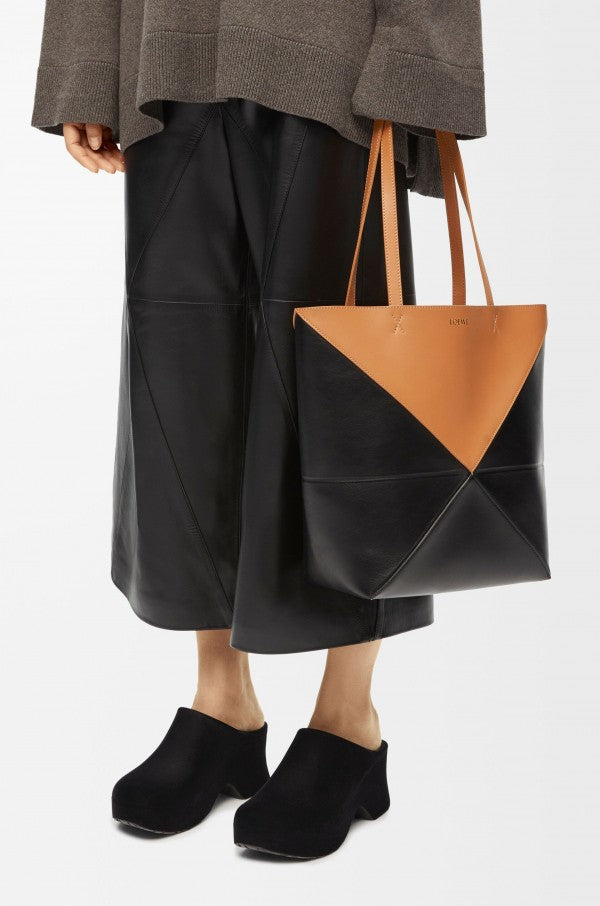 Loewe Tan Black Limited Edition Puzzle Fold  Luxury Tote Bag With Og Box And Dust Bag