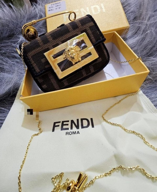 Fendi Fendace Brown Nano Baguette Limited Addition Luxury Bag With Og Box And Dust Bag
