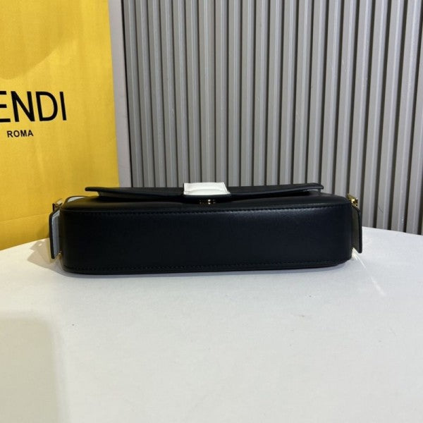 Fendi Black Baguette Twist Premium Shoulder Crossbody Bag With Og Box And Dust Bag & 2 Belts