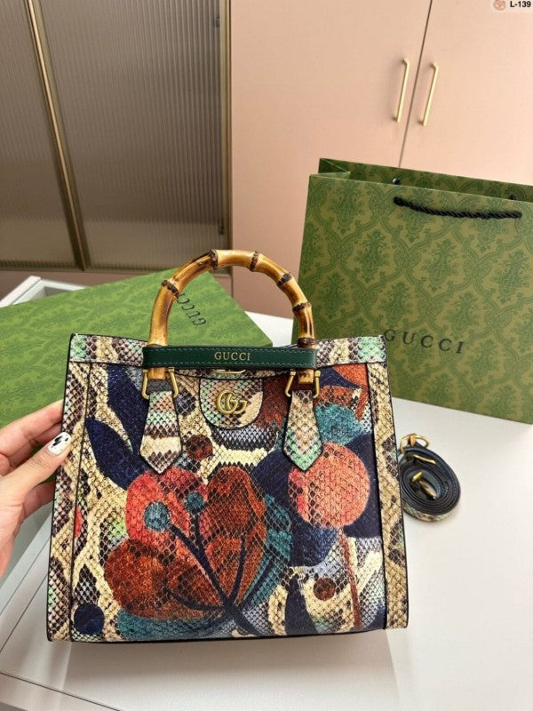 Gucci Python GG Diana Python Premium Tote Bag With OG Magnetic Box And Dust Bag