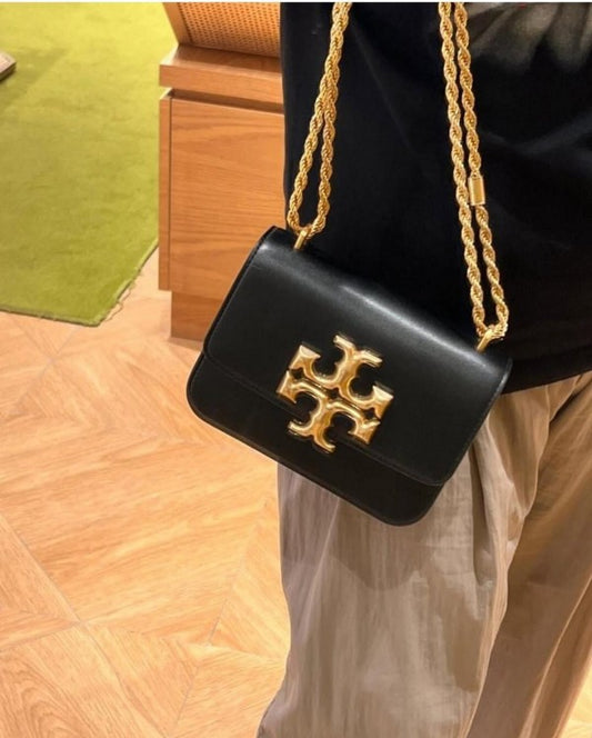 Tory Burch Black Eleanor Large Elite Quality Shoulder Bag With OG Box And Premium Dust Bag