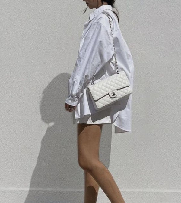 Chanel White Classic Jumbo Flap Premium Shoulder Bag With OG Box And Dust Bag
