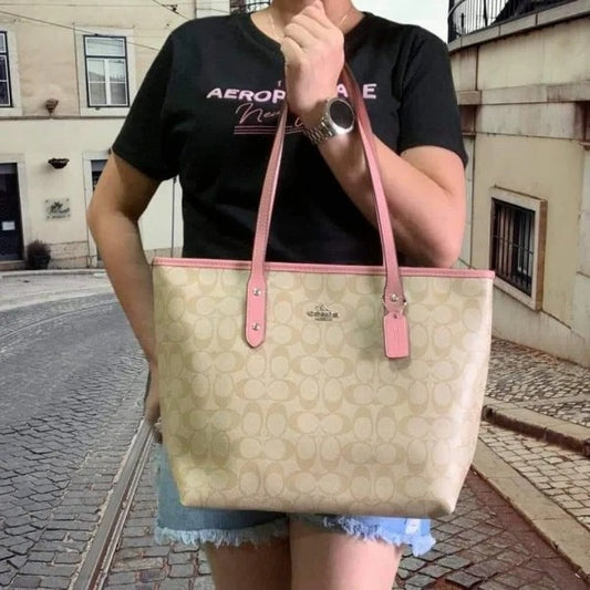 Coach Signature City Tote Bag Beige Luxury Quality Bag With Og Box And Dust Bag