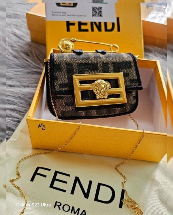Fendi Fendace Brown Nano Baguette Limited Addition Luxury Bag With Og Box And Dust Bag