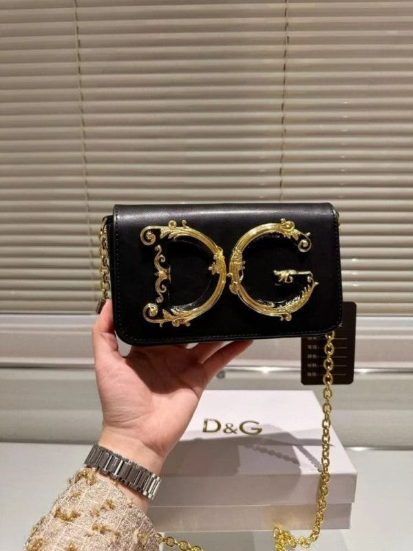 Dolce & Gabbana Black Nappa Leather Premium Shoulder Bag With OG Box And Dust Bag