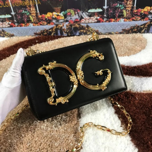Dolce & Gabbana Black Nappa Leather Premium Shoulder Bag With OG Box And Dust Bag