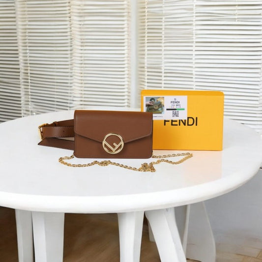 Fendi Brown Vittelo Cruise 2Way Street Style Sling Waist Luxury Bag With Og Box And Dust Bag