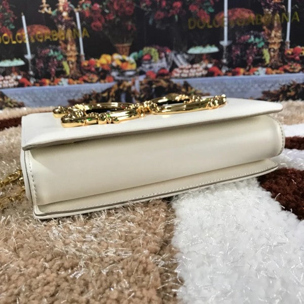 Dolce & Gabbana White Nappa Leather Premium Shoulder Bag With OG Box And Dust Bag