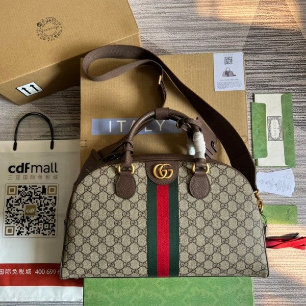 Gucci GG Ophidia Handle Bowling Premium Quality Bag Brown With Dust Bag