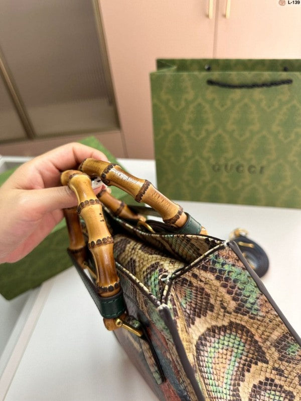 Gucci Python GG Diana Python Premium Tote Bag With OG Magnetic Box And Dust Bag