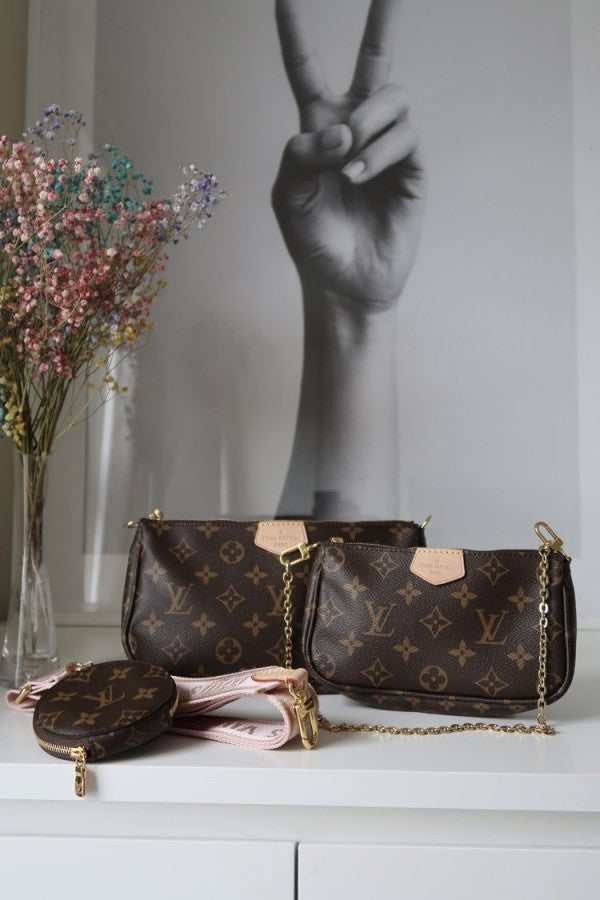Louis Vuitton Pink Multi Pochette Accessories Premium Quality Hand Bag With Og Box And Dust Bag