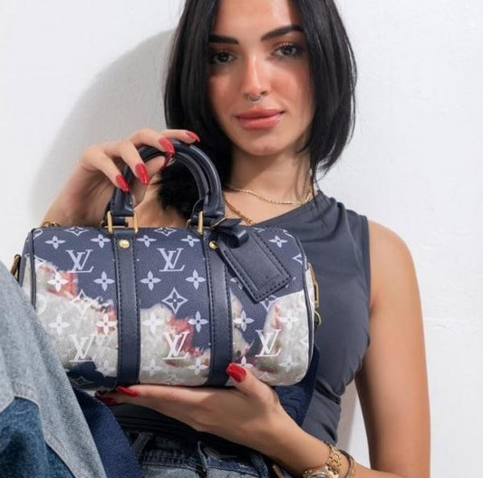 Louis Vuitton Blue Multi Keepall Bandouliere Monogram Travel Speedy Bag With Og Magnatic Box And Dust Bag