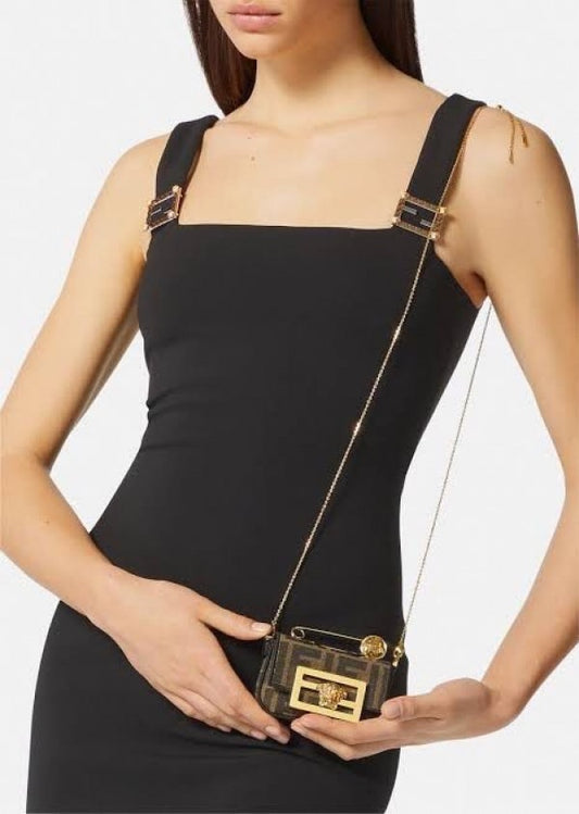 Fendi Fendace Brown Nano Baguette Limited Addition Luxury Bag With Og Box And Dust Bag